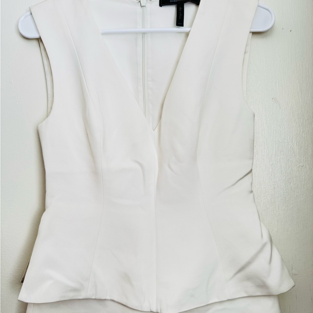 White Sleeveless Peplum Top
